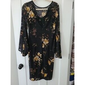 VFSHOW Women’s Mesh Floral Dress With Black Underlining  Size Medium